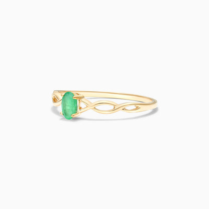 Anel De Ouro 18k Pedra Preciosa Esmeralda Solitario de Luxo - AUREA FINE JEWELRY