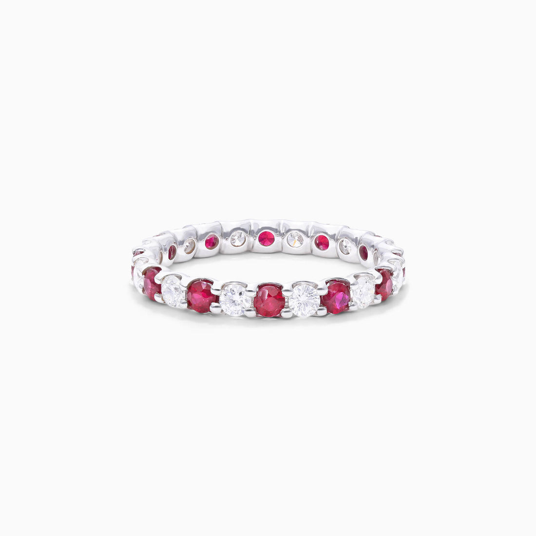 Anel Eternidade De Ouro 18k C/ Diamantes Brilhantes e Rubi | New | Aparadores, diamante, rubi, white | AUREA FINE JEWELRY