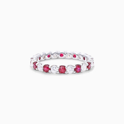 Anel Eternidade De Ouro 18k C/ Diamantes Brilhantes e Rubi | New | Aparadores, diamante, rubi, white | AUREA FINE JEWELRY