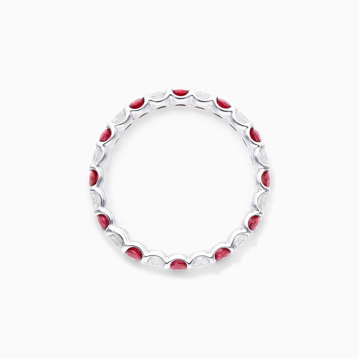 Anel Eternidade De Ouro 18k C/ Diamantes Brilhantes e Rubi
