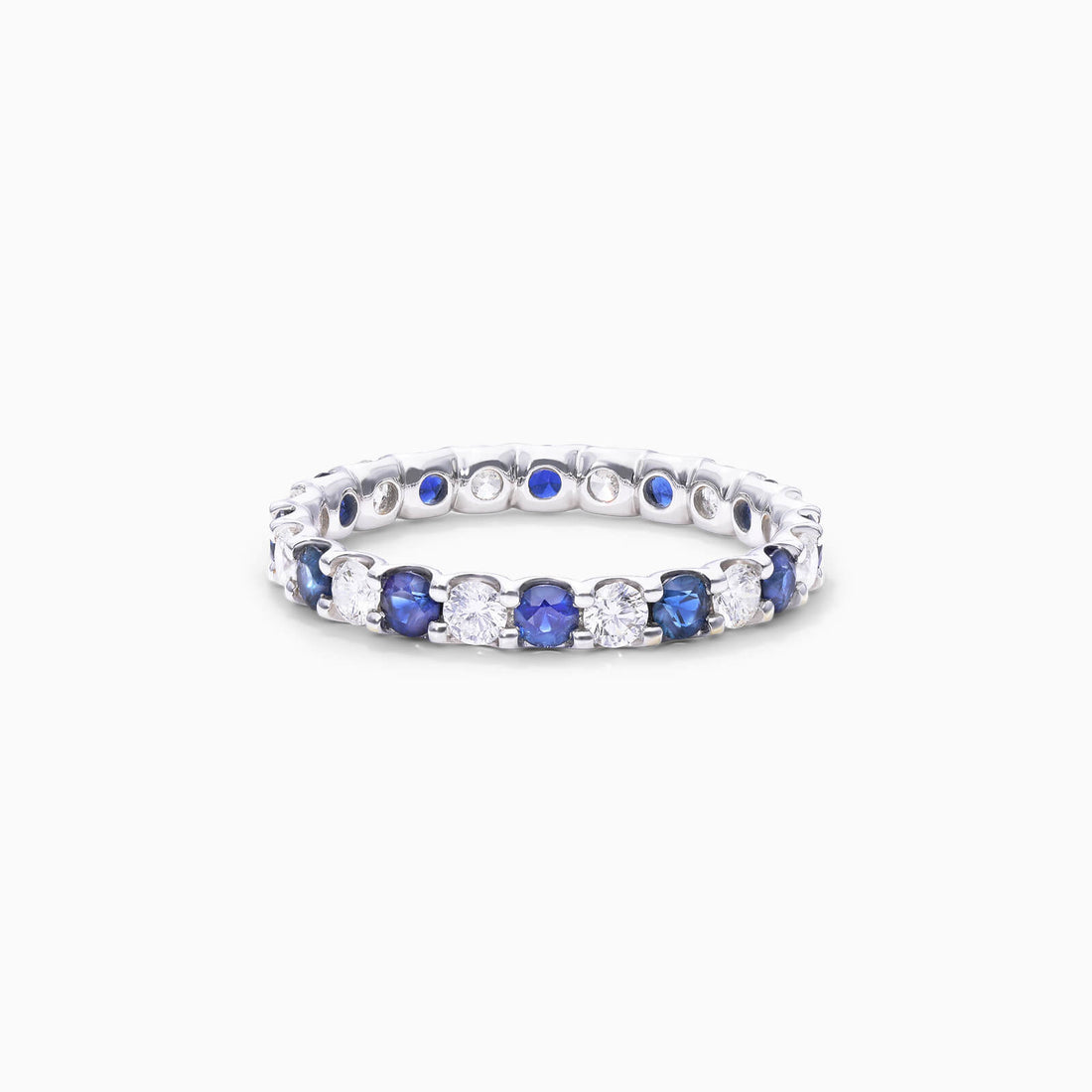 Anel Eternidade De Ouro 18k C/ Diamantes Brilhantes e Safira Azul | New | Aparadores, diamante, Safira, white | AUREA FINE JEWELRY
