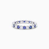 Anel Eternidade De Ouro 18k C/ Diamantes Brilhantes e Safira Azul | New | Aparadores, diamante, Safira, white | AUREA FINE JEWELRY