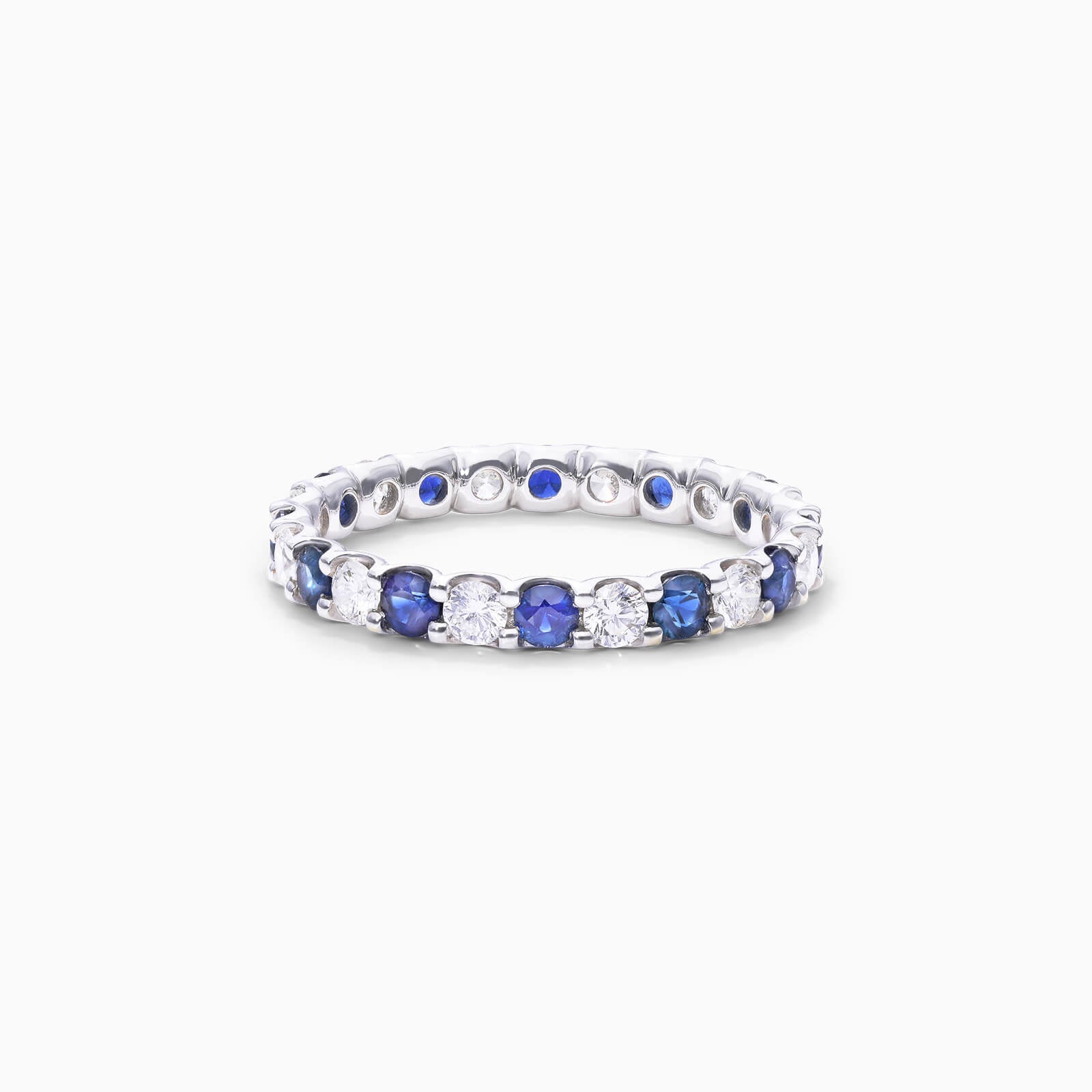 Anel Eternidade De Ouro 18k C/ Diamantes Brilhantes e Safira Azul | New | Aparadores, diamante, Safira, white | AUREA FINE JEWELRY