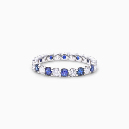Anel Eternidade De Ouro 18k C/ Diamantes Brilhantes e Safira Azul | New | Aparadores, diamante, Safira, white | AUREA FINE JEWELRY