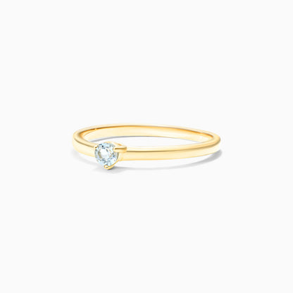 Anel De Ouro 18k Petite Agua-Marinha Solitario Delicado Luxo