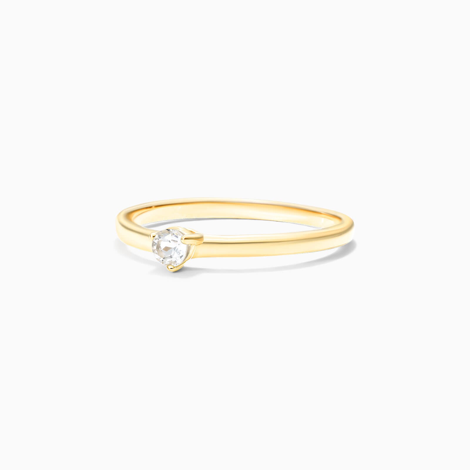 Anel De Ouro 18k Petite Topazio Branco Solitario Delicado Luxo