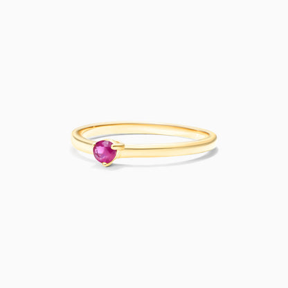 Anel De Ouro 18k Petite Rubi Solitario Delicado Luxo