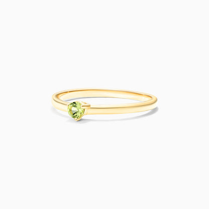 Anel De Ouro 18k Petite Peridoto Solitario Delicado Luxo