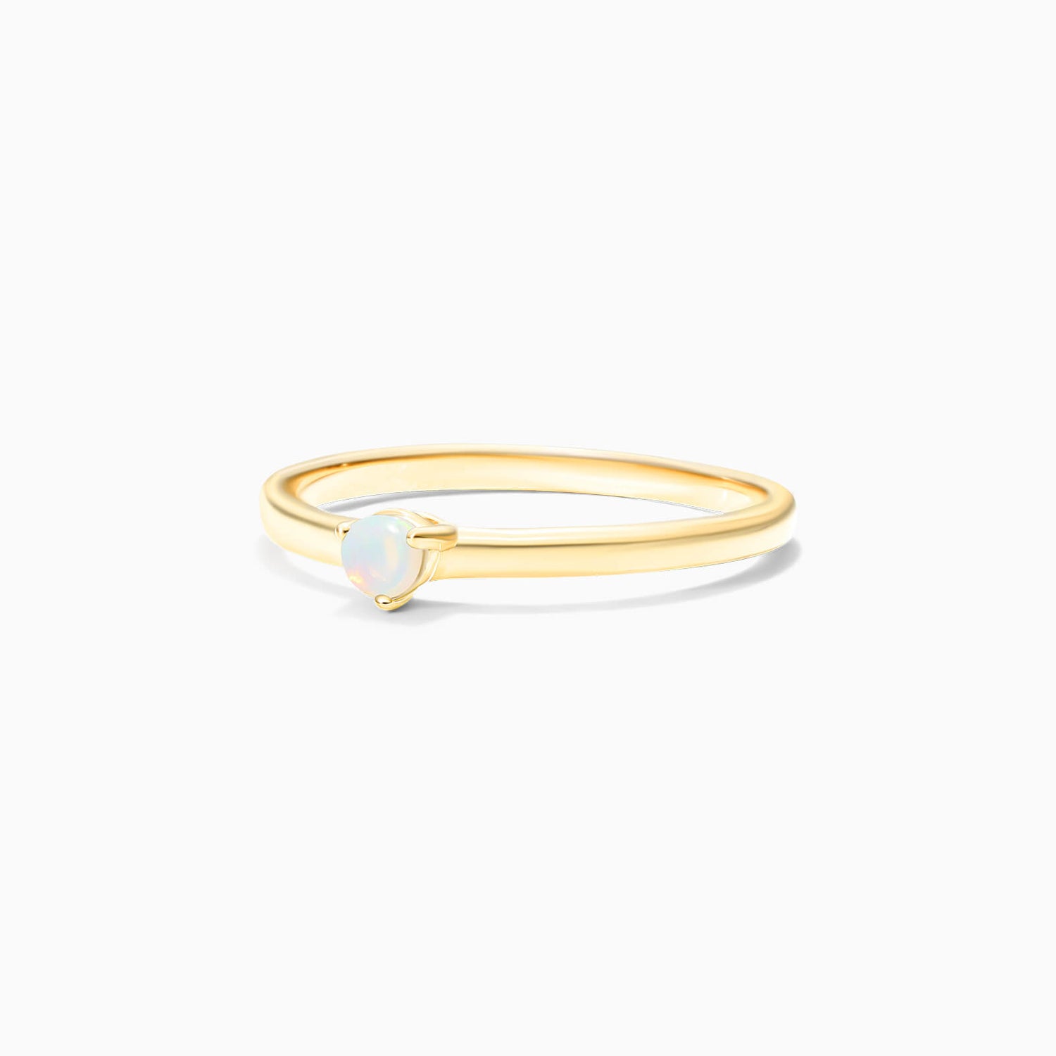 Anel De Ouro 18k Petite Opala Solitario Delicado Luxo