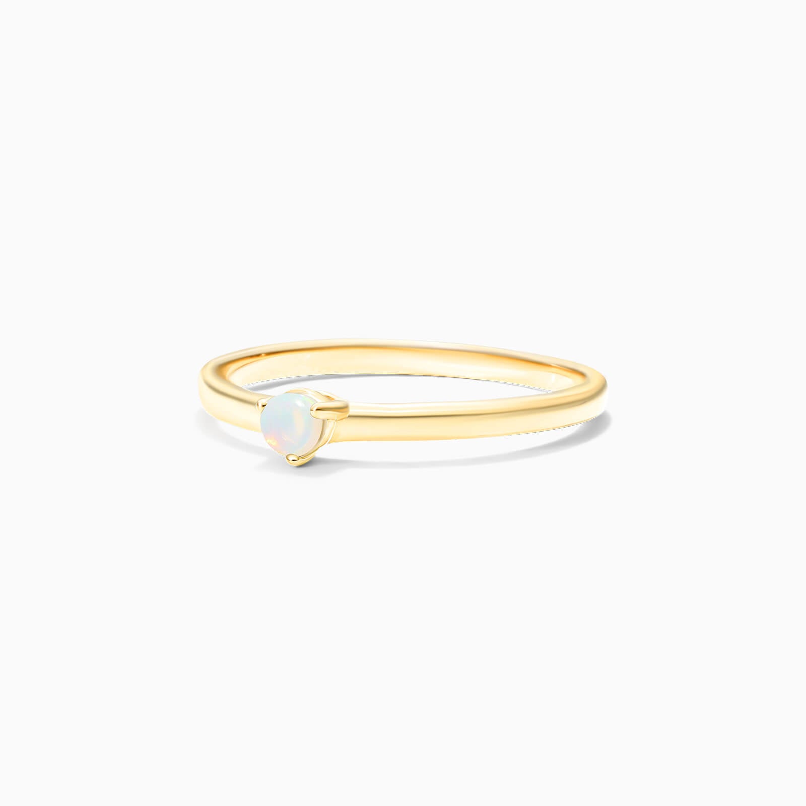 Anel De Ouro 18k Petite Opala Solitario Delicado Luxo