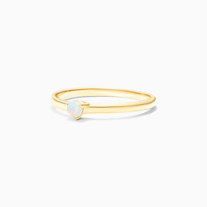 Anel De Ouro 18k Petite Opala Solitario Delicado Luxo