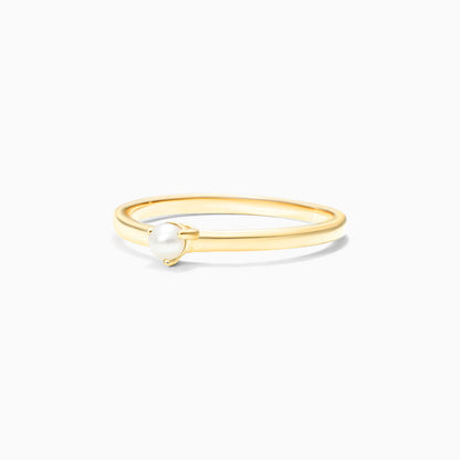 Anel De Perola Solitario em Ouro Amarelo 18k