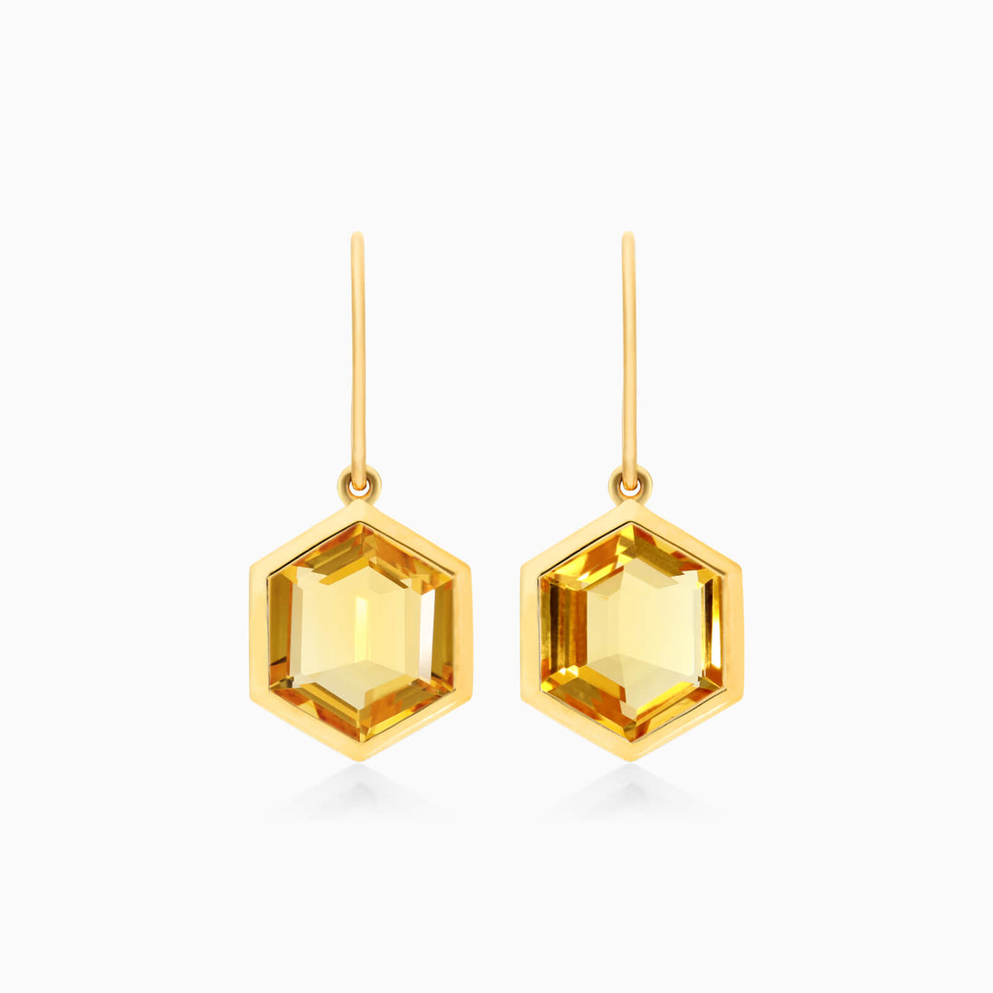 Brinco De Ouro 18k Feminino de Gancho com Citrino Hexagonal | New | Brincos, Celestial Diamonds, citrino, yellow | AUREA FINE JEWELRY