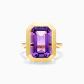 Anel De Moldura em Ouro 18k c/ Ametista Solitario de Luxo | New | Ametista, anel-de-noivado, Anéis, noivado, yellow | AUREA FINE JEWELRY