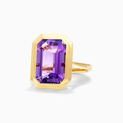 Anel De Moldura em Ouro 18k c/ Ametista Solitario de Luxo