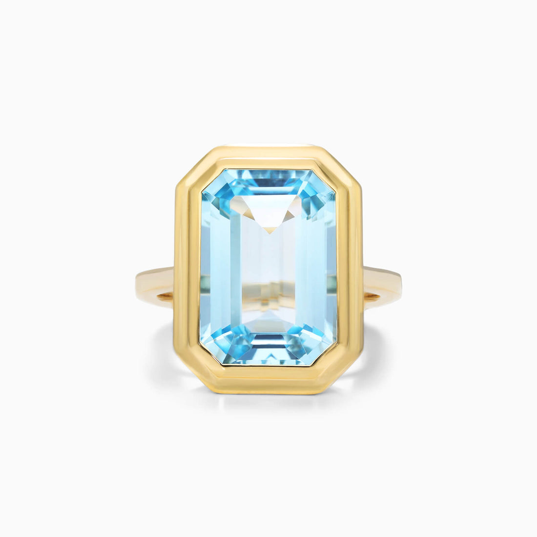 Anel De Moldura em Ouro 18k c/ Topazio Azul Solitario de Luxo | New | anel-de-noivado, Anéis, noivado, Topazio, yellow | AUREA FINE JEWELRY