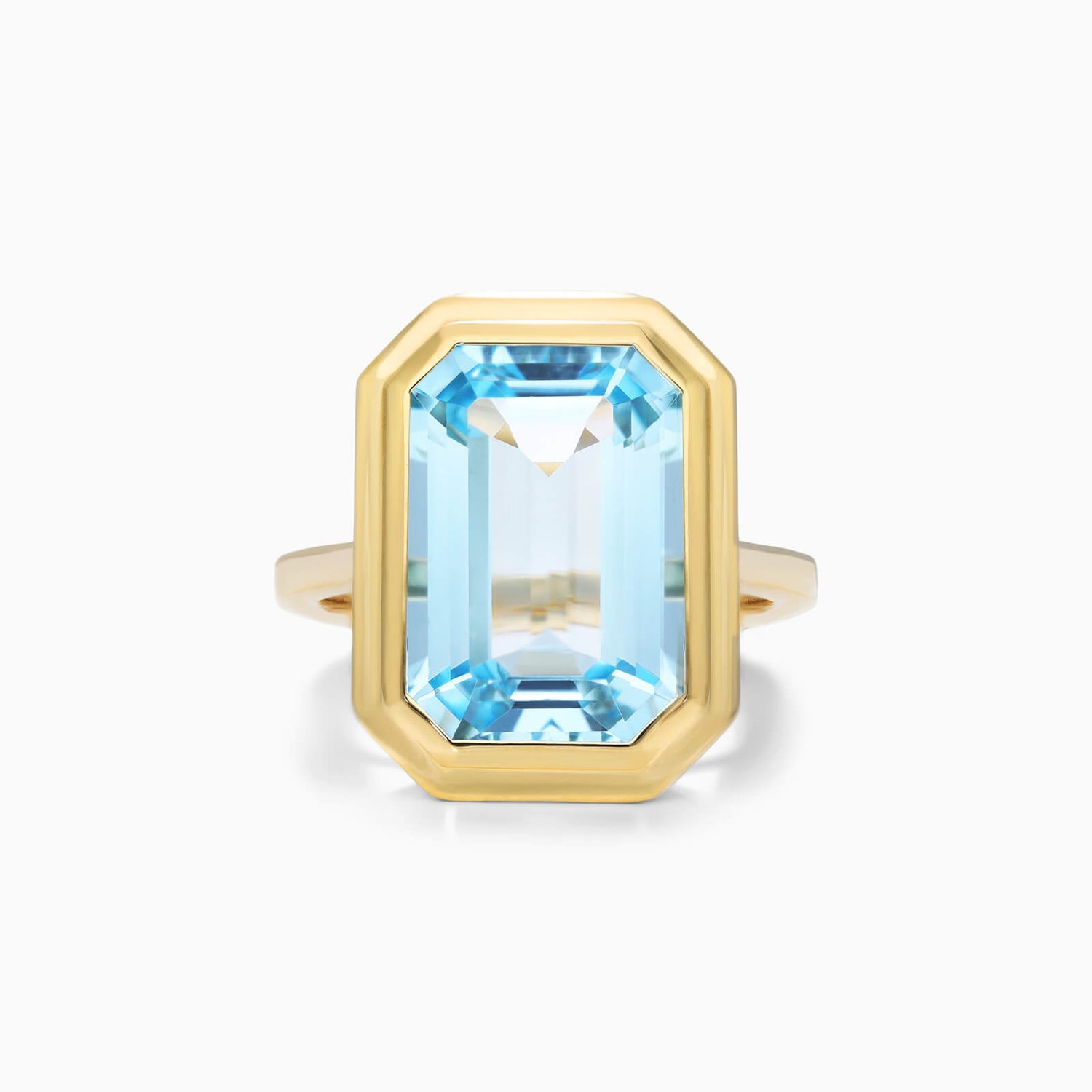 Anel De Moldura em Ouro 18k c/ Topazio Azul Solitario de Luxo | New | anel-de-noivado, Anéis, noivado, Topazio, yellow | AUREA FINE JEWELRY