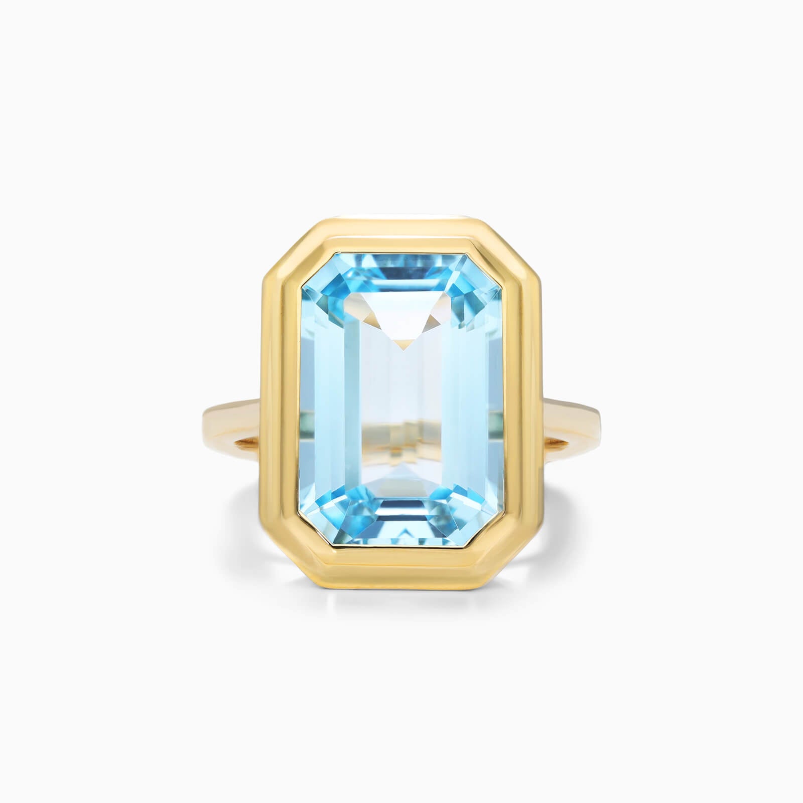 Anel De Moldura em Ouro 18k c/ Topazio Azul Solitario de Luxo | New | anel-de-noivado, Anéis, noivado, Topazio, yellow | AUREA FINE JEWELRY