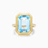 Anel De Moldura em Ouro 18k c/ Topazio Azul Solitario de Luxo | New | anel-de-noivado, Anéis, noivado, Topazio, yellow | AUREA FINE JEWELRY