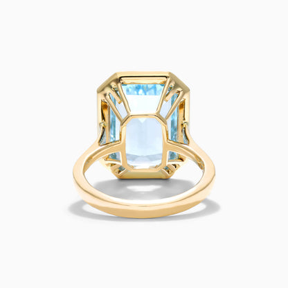 Anel De Moldura em Ouro 18k c/ Topazio Azul Solitario de Luxo