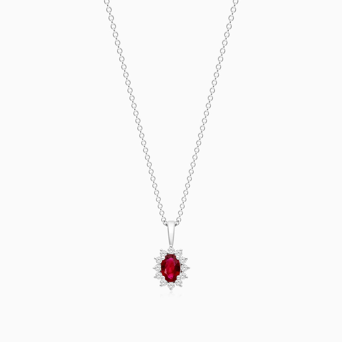 Corrente feminina em Ouro 18k diamantes e rubi Luxo