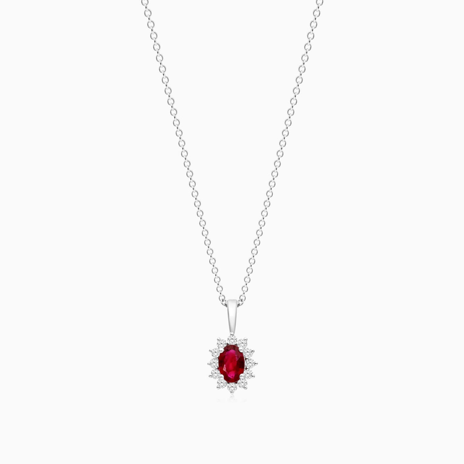 Corrente feminina em Ouro 18k diamantes e rubi Luxo