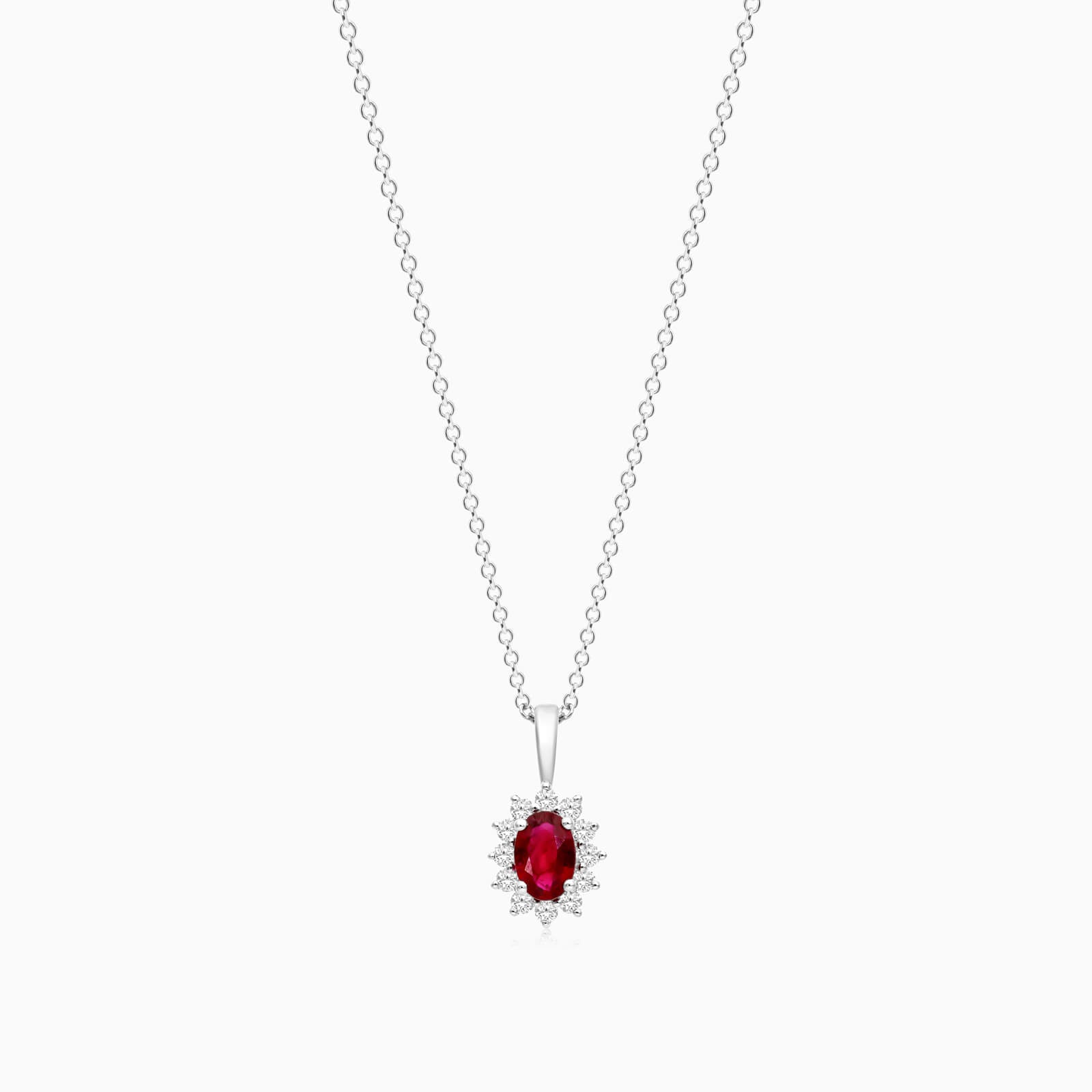 Corrente feminina em Ouro 18k diamantes e rubi Luxo