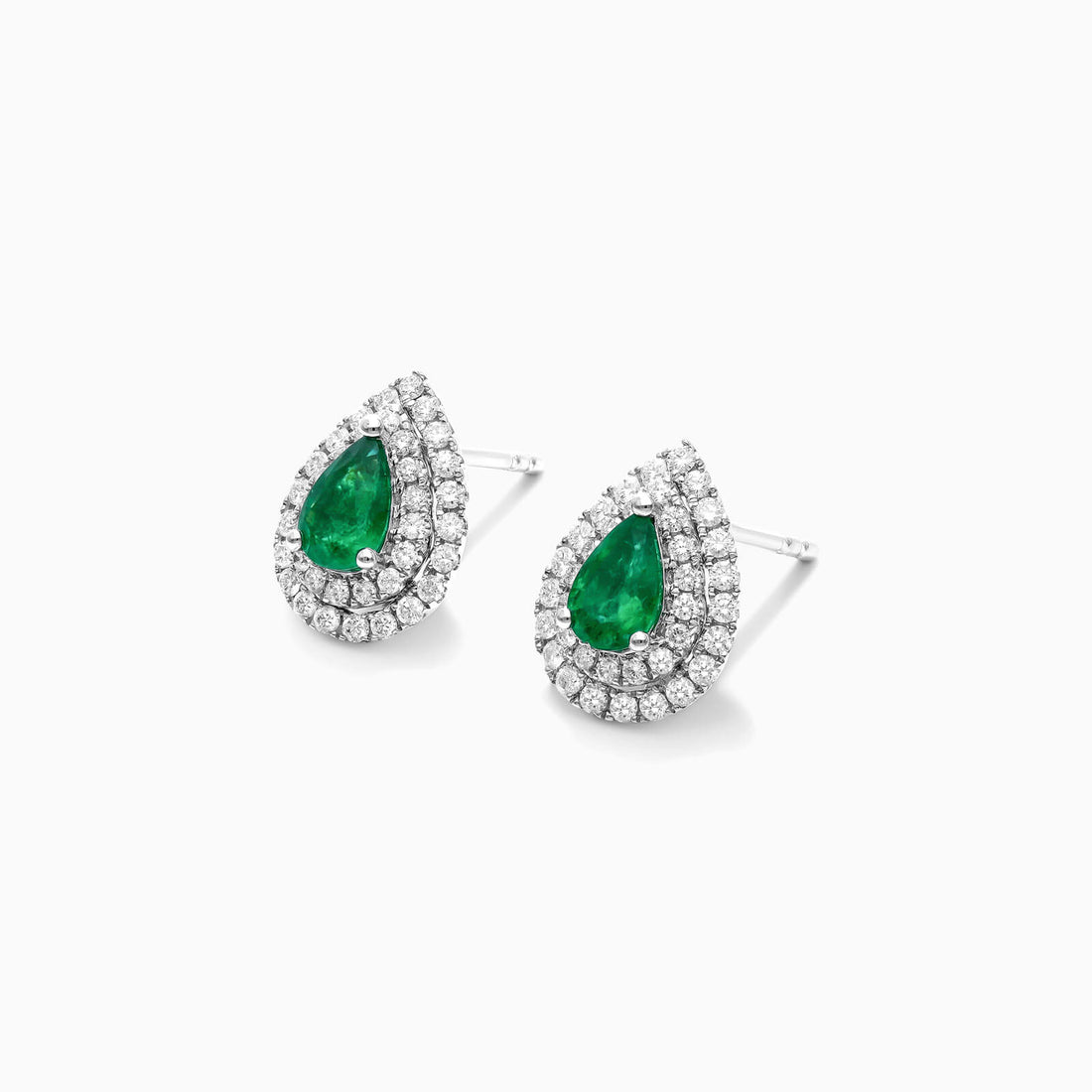Brinco De Ouro 18k Feminino C/ Diamantes Brilhantes e Esmeralda Pera