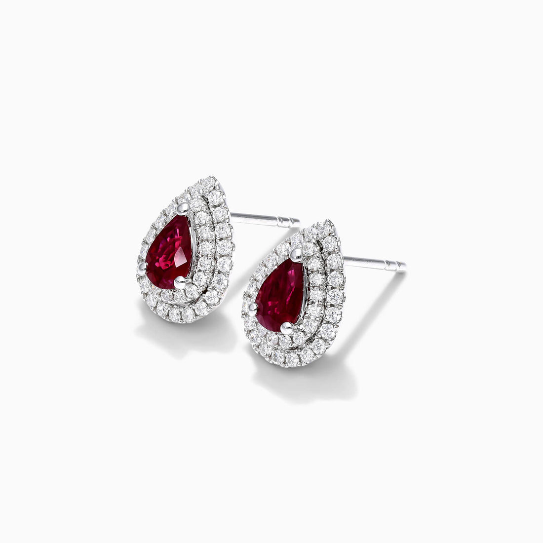 Brinco De Ouro 18k Feminino C/ Diamantes Brilhantes e Rubi Pera