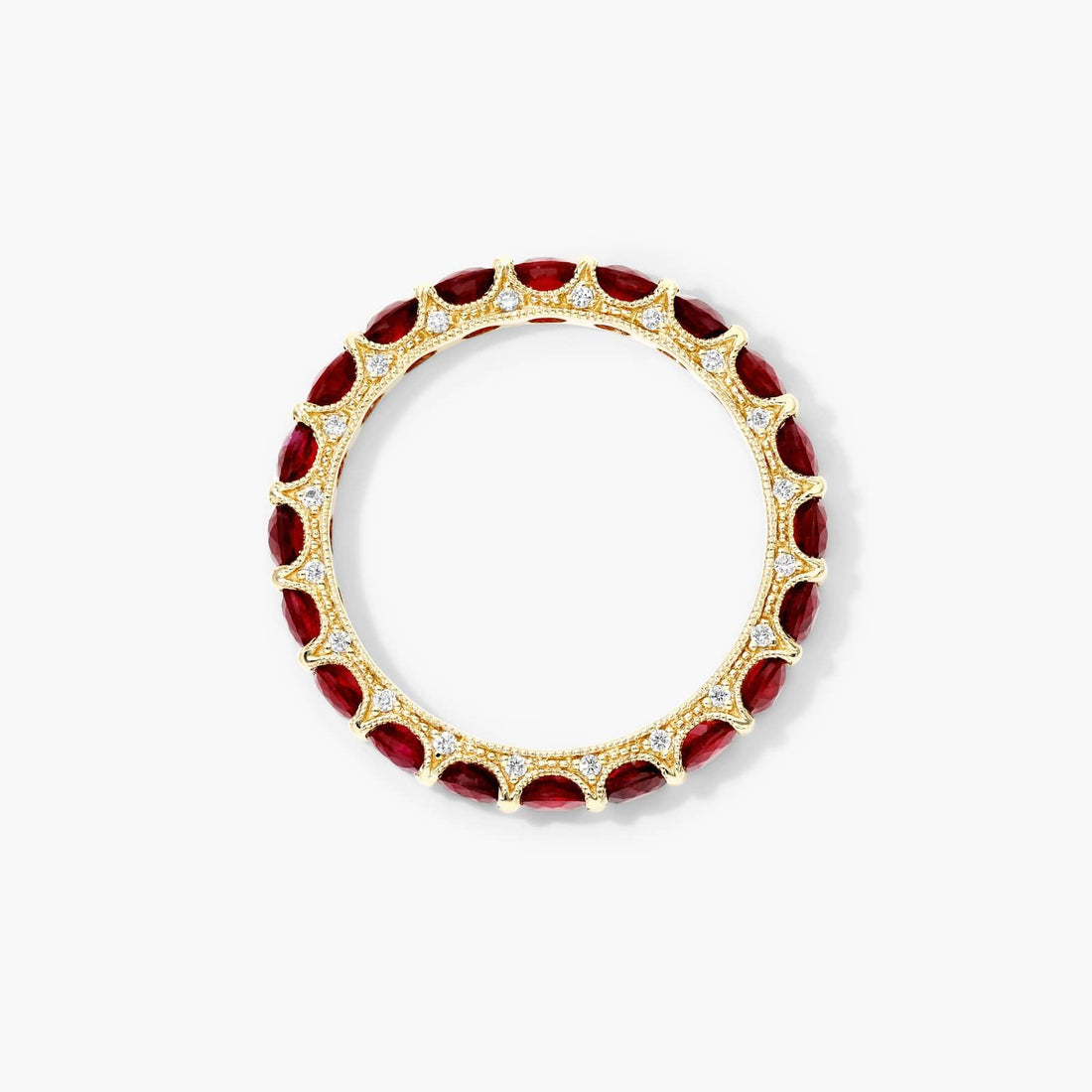 Anel Aparador de Rubi em Ouro 18k c/ Diamantes Brilhantes De Luxo