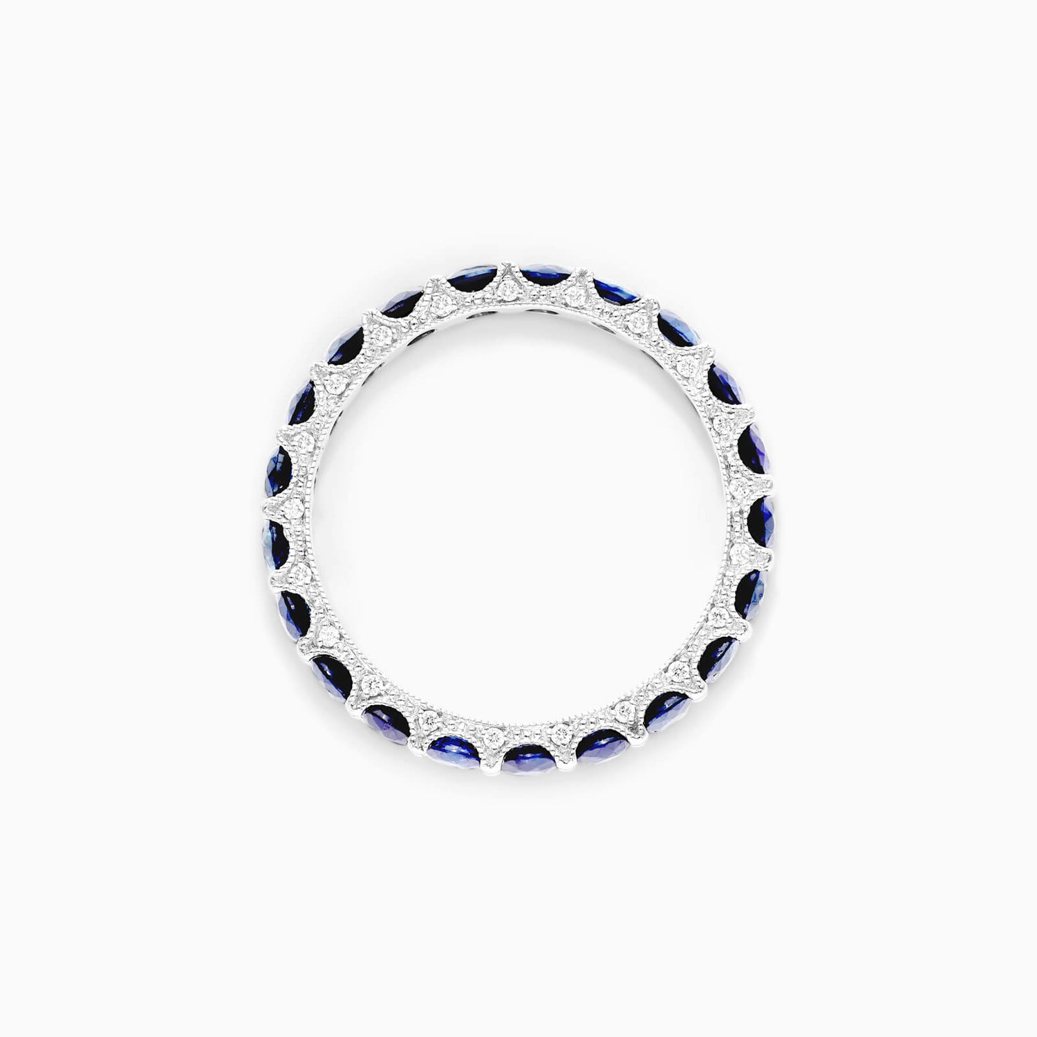 Anel Aparador de Safari Azul em Ouro 18k c/ Diamantes Brilhantes De Luxo