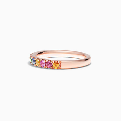 Anel de Safira Coloridas em Ouro 18k Arco - Iris de Luxo