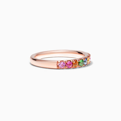Anel de Safira Coloridas em Ouro 18k Arco - Iris de Luxo