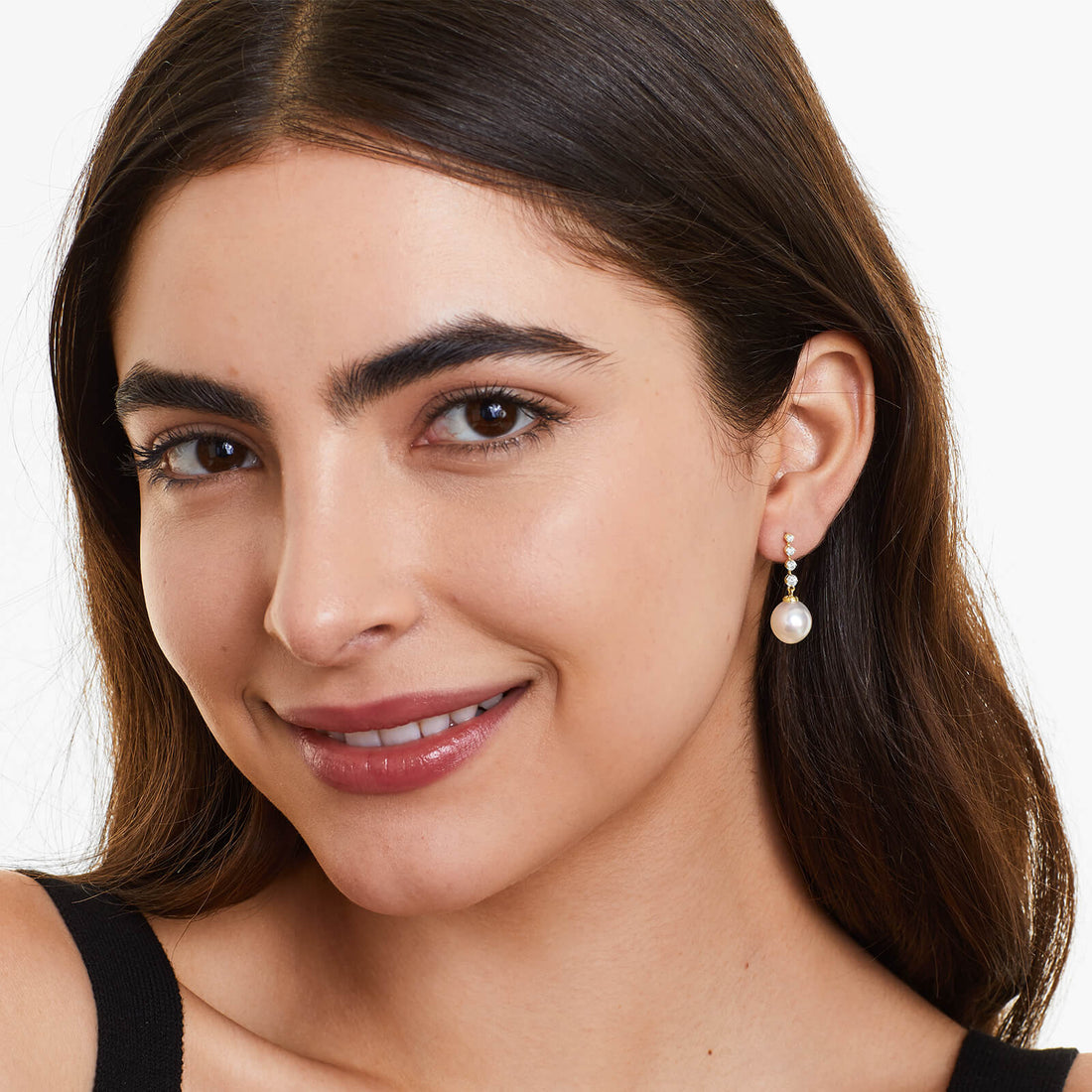 Brinco de Ouro 18k Pendurado de Perola Feminino Luxuoso