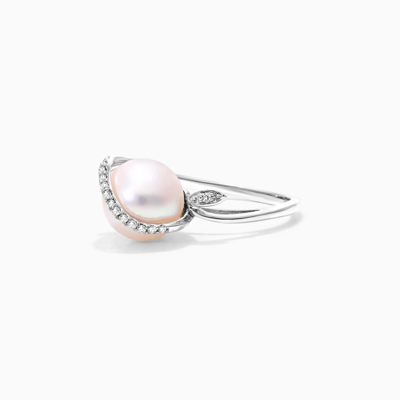 Anel De Perola C/ Diamantes Brilhantes em Ouro 18k Delicado Luxo
