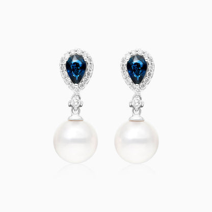Brinco De Ouro 18k Pendurado Feminino c/ Brilhantes e Safira Azul de Luxo | New | brinco, Brincos, diamante, perola, Safira, white | AUREA FINE JEWELRY