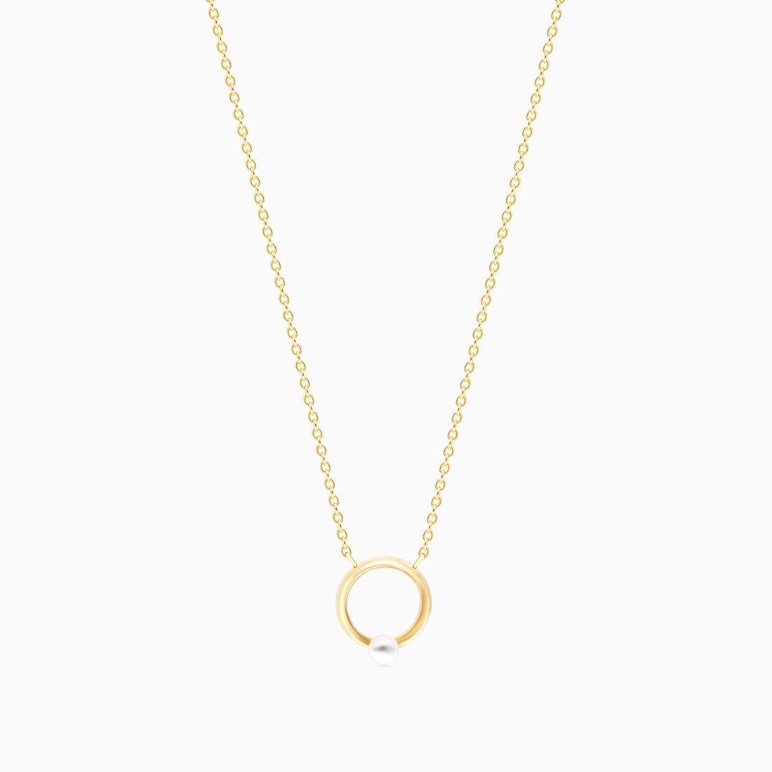 Corrente Feminina De Ouro Amarelo 18k C/ Pingente Argola Com Perola | perola, yellow | AUREA FINE JEWELRY