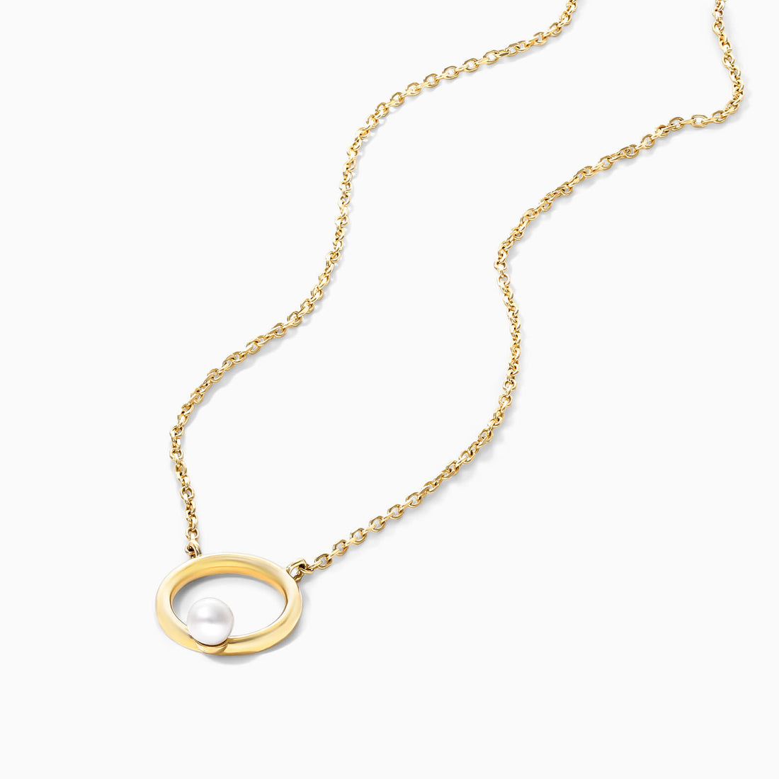 Corrente Feminina De Ouro Amarelo 18k C/ Pingente Argola Com Perola