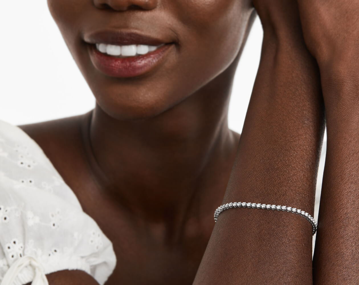 Pulseira Riviera Três Pontas De Diamante Ouro Branco 18K 200pts