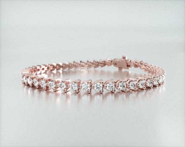 Pulseira Riviera Três Pontas De Diamante Ouro Rosa 18K 400pts