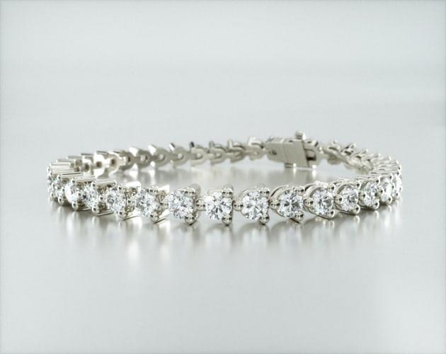 Pulseira Riviera Três Pontas De Diamante Ouro Branco 18K 700pts