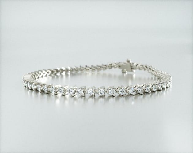 Pulseira Riviera Três Pontas De Diamante Ouro Branco 18K 200pts