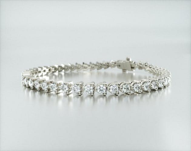 Pulseira Riviera Três Pontas De Diamante Ouro Branco 18K 400pts