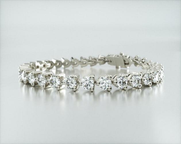 Pulseira Riviera Três Pontas De Diamante Ouro Branco 18K 1000pts