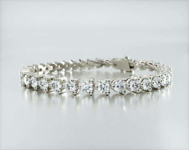 Pulseira Riviera Três Pontas De Diamante Ouro Branco 18K 800pts