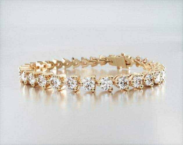 Pulseira Riviera Três Pontas De Diamante Ouro Amarelo 18K 1000pts