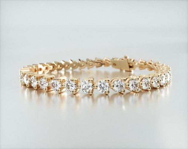 Pulseira Riviera Três Pontas De Diamante Ouro Amarelo 18K 800pts