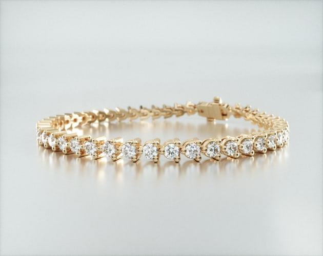 Pulseira Riviera Três Pontas De Diamante Ouro Amarelo 18K 400pts
