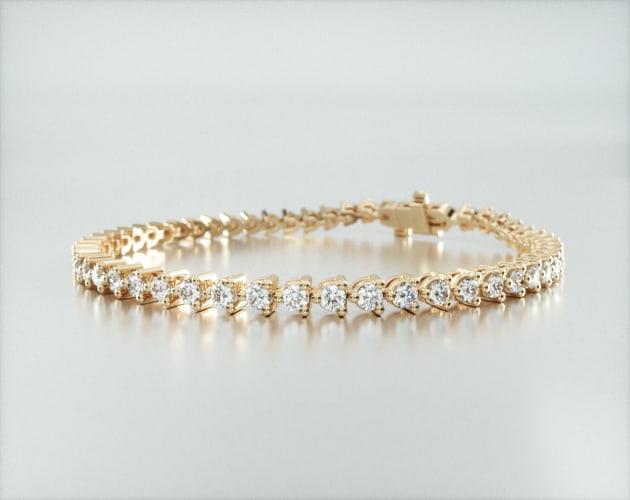 Pulseira Riviera Três Pontas De Diamante Ouro Amarelo 18K 300pts