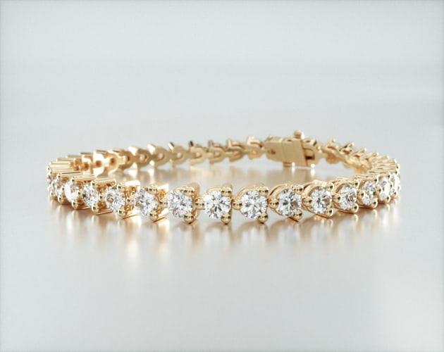 Pulseira Riviera Três Pontas De Diamante Ouro Amarelo 18K 700pts